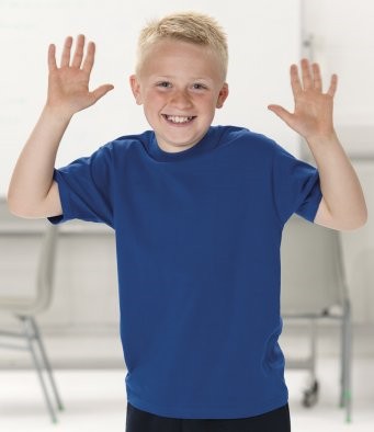 Picture of child wearing a blue t-shirt
