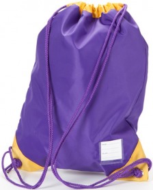purple/gold contrast trim gym bag