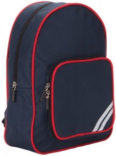 Navy blue with red trim infant backpack