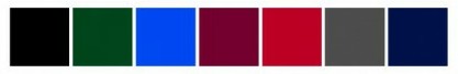 All fleece colours in a line in squares