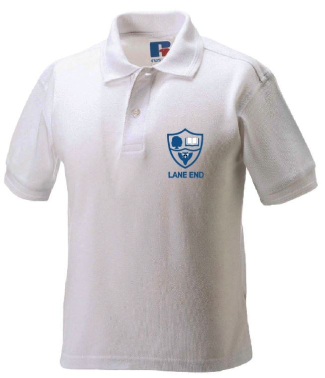 lane end school polo shirt white